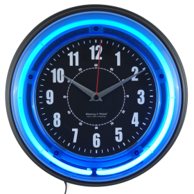 Sterling and Noble 11" Vibrant Blue Neon Analog Wall Clock - Sterling & Noble