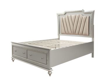 ACME Kaitlyn Queen Bed in PU & Champagne 27230Q - as Pic