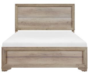Natural Finish Eastern King Bed 1pc Industrial Style Wooden Bedroom Furniture Premium Melamine Laminate - as Pic
