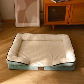Dog Bed, Bolster Dog Bed with Memory Foam Dog Couch Sofa and Removable Washable Cover - Urquoise Green and White - 27.6*21.7'' Up to 27 lbs