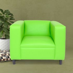 Green Faux Leather Sofa Chair, Modern Sofa Chair for Living Room, Bedroom and Apartment with Solid Wood Frame - as Pic