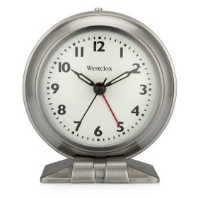 Westclox Silver Metal Analog Alarm Clock - Sleek and Elegant, with Precision Timekeeping - Westclox
