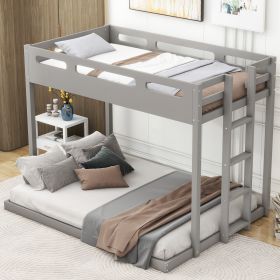 Twin over Full Bunk Bed with Built-in Ladder,Gray - as Pic