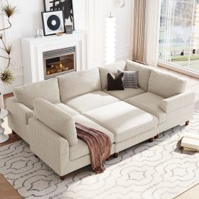 U_Style Modular Sectional Sofa with Ottoman L Shaped Corner Sectional for Living Room, Office, Spacious Space(same sku: WY000336AAA) - as Pic