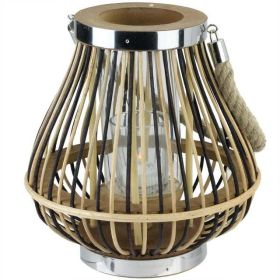 9.25" Rustic Chic Pear Shaped Rattan Candle Holder Lantern with Jute Handle - Northlight