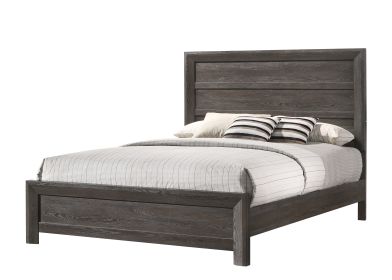 Rustic 1Pc Wooden Bedroom Furniture King Size Panel Bed Gray Brown Finish Contemporary Style - as Pic