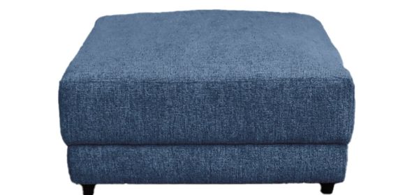 Contemporary 16" Ottoman, Fabric Upholstered 1-Pc Living Room Cube Shape Ottoman, Blue - as Pic