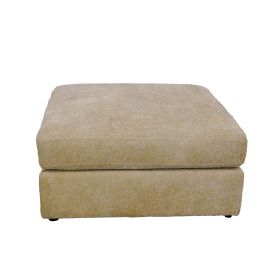Living Room Ottoman, Soft Linen Fabric Upholstered Ottoman 1-Pc with Thick Padded Cushion, Biege - as Pic