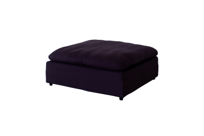 Modern 17" Luxe Size Ottoman, Premium Fabric Upholstered 1-Pc Living Room Cube Ottoman with Plush Seat Cushion, Navy - as Pic