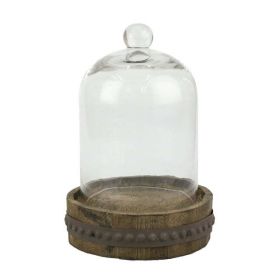 Medium Rustic Wood with Bell Shaped Cloche - STONEBRIAR