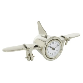 The Novogratz 6" Silver Aluminum Airplane Clock - The Novogratz