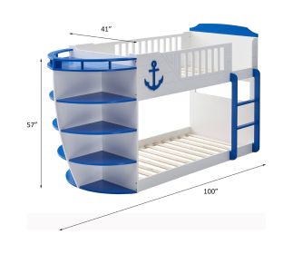 ACME Neptune Twin/Twin Bunk Bed w/Storage Shelves in Sky Blue Finish BD00577 - as Pic