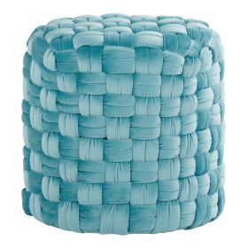Braided Round 16" Ottoman in Ice Blue Velvet by LumiSource - as Pic