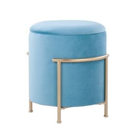 Rhonda Glam Storage Ottoman in Gold Metal and Teal Velvet by LumiSource - as Pic