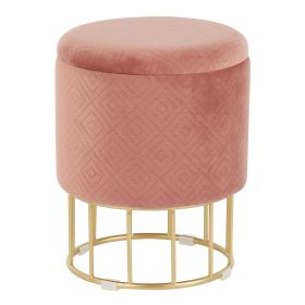 Canary Contemporary/Glam Ottoman in Gold Metal and Pink Velvet by LumiSource - as Pic