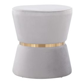 Gemma Contemporary/Glam Ottoman in Silver Velvet and Gold Metal by LumiSource - as Pic