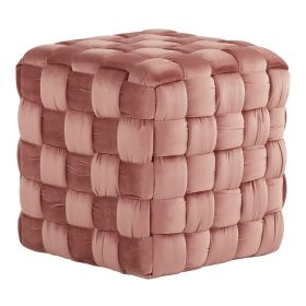 Square Braided 16" Ottoman in Blush Pink Velvet by LumiSource - as Pic