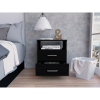 DEPOT E-SHOP Salento Nightstand, Two Drawers, One Shelf, Superior Top, Black - as Pic