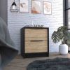 DEPOT E-SHOP Egeo Nightstand, Two Drawers, Superior Top, Black / Pine - as Pic