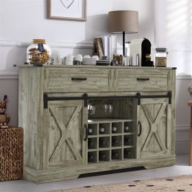 Adjustable Light Grey Bar Wine Pantry Cabinet Kitchen Sideboard Storage Cabinets With Doors And Shelves - as Pic
