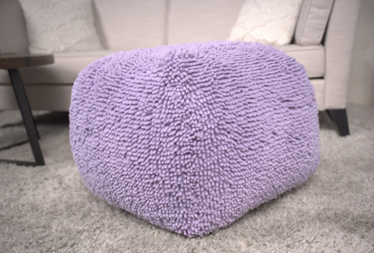 Spongy Microfiber Square Pouf, Lavender - as Pic