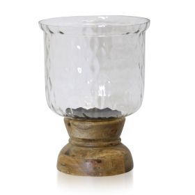 Asha - Wood And Crystal Design Glass One Light Hurricane Candle Holder - Large - STYLECRAFT