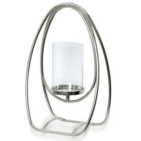 Asha - Steel Metal And Clear Glass One Light Hurricane Candle Holder - Chrome Finish - Large - STYLECRAFT