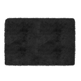 Fluffy Bedroom Rug 4' x 2.6' Anti-Skid Shaggy Area Rug Decorative Floor Carpet Mat  - Black