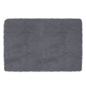 Fluffy Bedroom Rug 4' x 2.6' Anti-Skid Shaggy Area Rug Decorative Floor Carpet Mat  - Gray