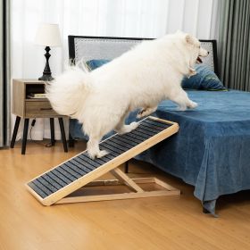 39" Long Wooden Pet Ramp, Folding Dog Cat Ramp with Height Adjustment From 15.8" to 23.6" and Non-Slip Mat for Bed Couch, Natural - Natural