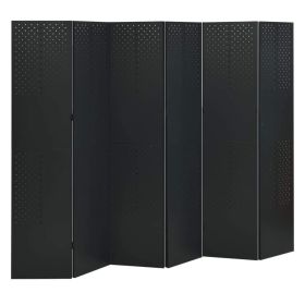 6-Panel Room Divider Black 94.5"x70.9" Steel - Black