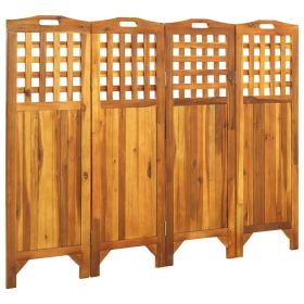 4-Panel Room Divider 63.4"x0.8"x47.2" Solid Acacia Wood - Brown