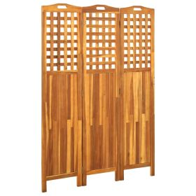 3-Panel Room Divider 47.6"x0.8"x66.9" Solid Acacia Wood - Brown