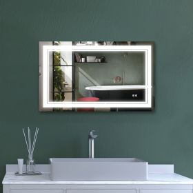 7 Size LED Bathroom Mirror Wall Mounted Vanity Mirror Anti-Fog Mirror Dimmable Lights with Touch Switch(Horizontal/Vertical) - 40"*24"
