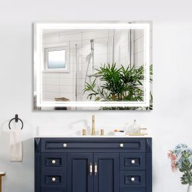 7 Size LED Bathroom Mirror Wall Mounted Vanity Mirror Anti-Fog Mirror Dimmable Lights with Touch Switch(Horizontal/Vertical) - 48"*36"