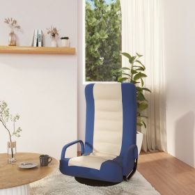 Swivel Floor Chair Blue and Cream Fabric - Blue