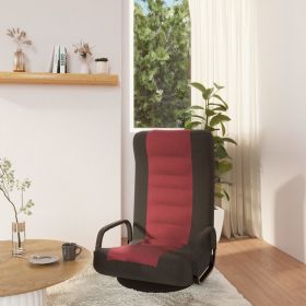 Swivel Floor Chair Black and Wine Red Fabric - Black