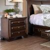 Brown Cherry Solid wood 1pc Nightstand Nickel Round Knob Transitional Style 3-Drawers Nightstand w Under Nightlight - as Pic