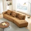 120'' Real Leather Sofa, Modern Modular Sectional Couch, Button Tufted Seat Cushion for Living room, Apartment & Office.(Dark Yellow) - as Pic