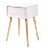 Mid Century Modern Nightstand;  Wood Bed Side Table with Drawer;  End Table for Living Rooms Bedrooms;  Home Furniture;  White and Natural - 2 pcs