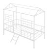 Metal House Bed Frame Twin Size with Slatted Support No Box Spring Needed White - as Pic