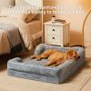 Bolster Dog Sofa Bed with Waterproof Lining & Non-Skid Bottom - Grey