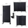 6 Ft Modern Room Divider, 3-Panel Folding Privacy Screen w/ Metal Standing, Portable Wall Partition XH - black