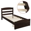 Platform Twin Bed Frame with Storage Drawer and Wood Slat Support No Box Spring Needed - Espresso