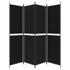 4-Panel Room Divider Black 78.7"x78.7" Fabric - Black