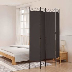4-Panel Room Divider Brown 63"x86.6" Fabric - Brown