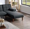 Black Polyfiber 1pc Adjustable Chaise Bed Living Room Solid wood Legs Tufted Couch - as Pic