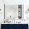 Rectangular Single Aluminum Framed Anti-Fog LED Light Wall Bathroom Vanity Mirror - 48*36 - Matte Black