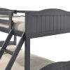 Grey Twin/Full Bunk Bed with Arched Headboard - as Pic