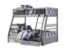 ACME Jason Bunk Bed (Twin/Full & Storage), Gray (1Set/2Ctn) 37840 - as Pic